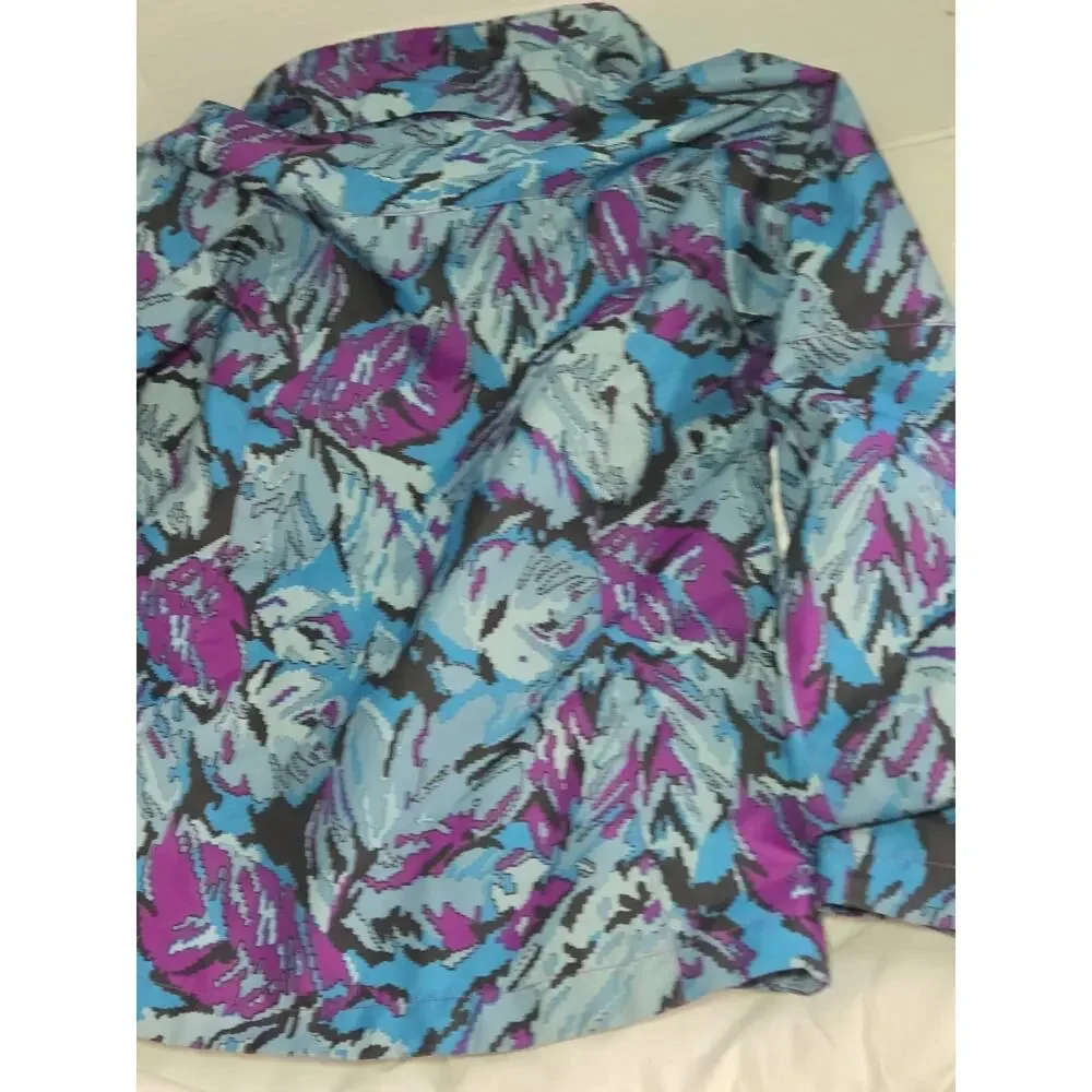 Columbia Jacket Girls Sz 7 8 Blue Abstract Waterproof Ski Snow 3in1 Shell Winter